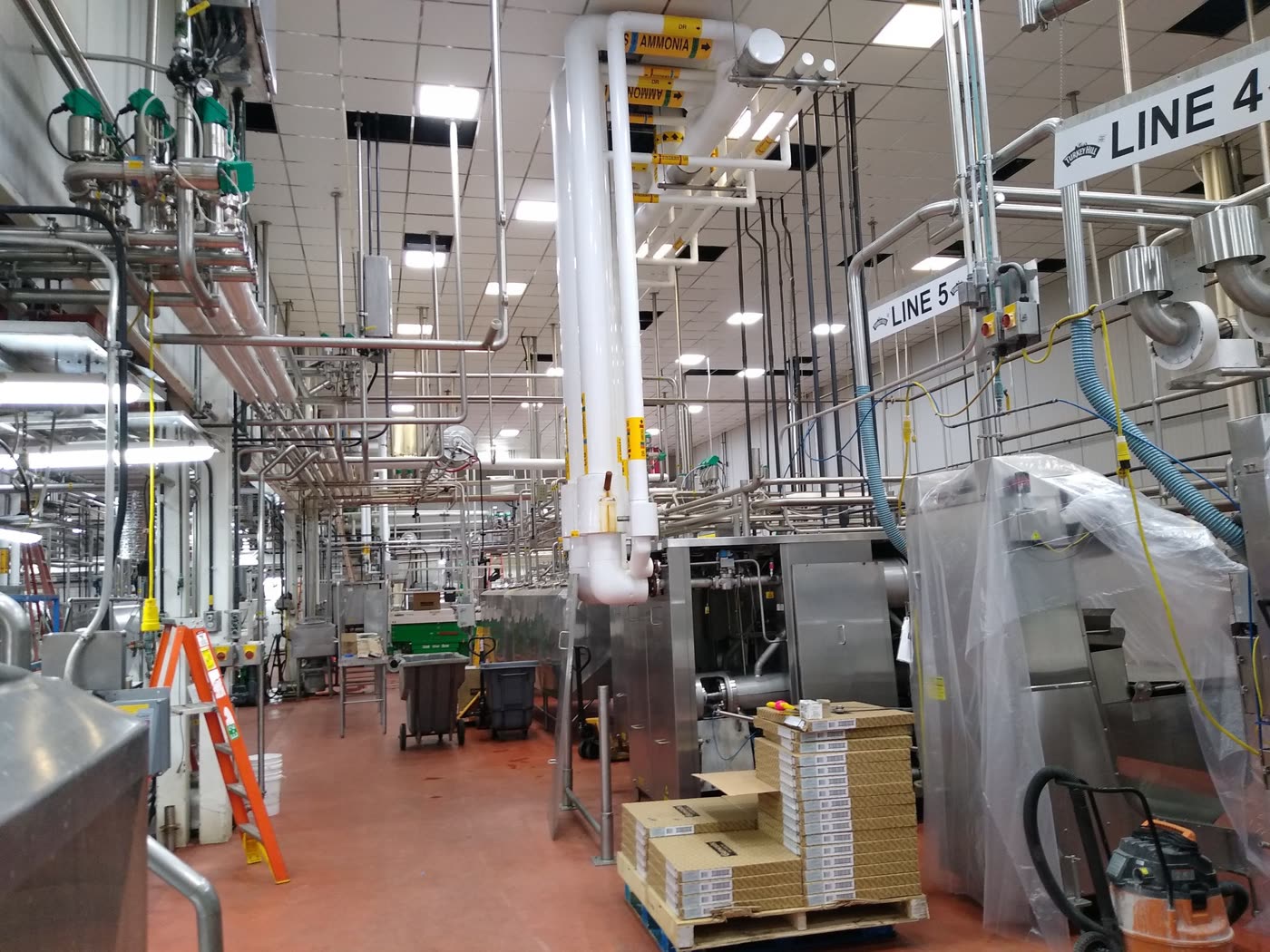 Production line inside the Turkey Hill Dairy plant after a 10,000 sq. ft. ceiling replacement.
